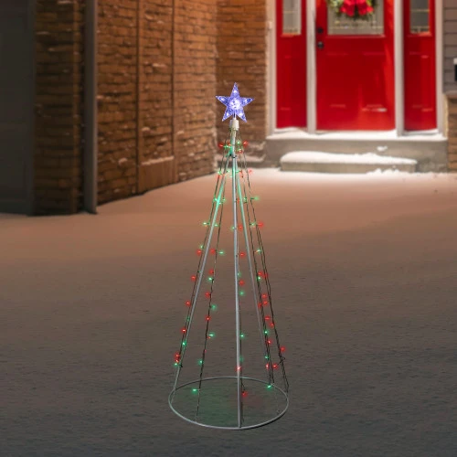 Northlight LED Lighted Twinkling Show Cone Outdoor Christmas Tree - 5' - Red And Green 1 Northlight LED Lighted Twinkling Show Cone Outdoor Christmas Tree - 5' - Red And Green