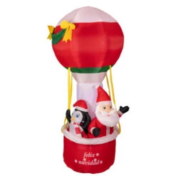 Lighted Inflatable Feliz Navidad Hot Air Balloon Outdoor Christmas Decoration - 7'