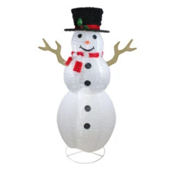 Northlight 6' Pre-Lit Chenille Swirl Large Snowman With Top Hat Christmas Outdoor Decoration