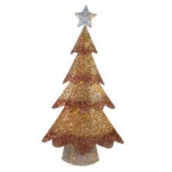 Northlight LED Lighted Mesh Christmas Tree Outdoor Decoration - 46" - Bronze Gold Finish