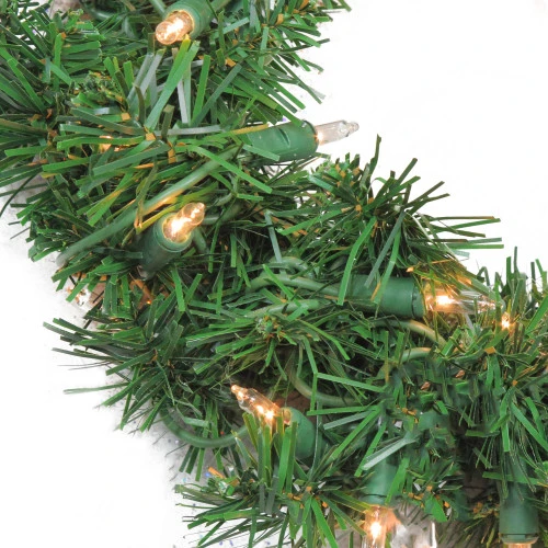 Pre-Lit Deluxe Windsor Pine Artificial Christmas Wreath - 10" - Clear Lights 2 Pre-Lit Deluxe Windsor Pine Artificial Christmas Wreath - 10" - Clear Lights - Image 2