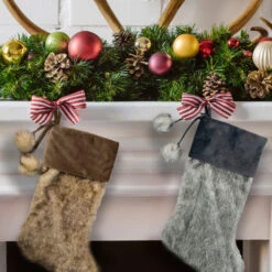 Northlight 20.5-Inch Gray Faux Fur Christmas Stocking With Corduroy Cuff And Pom Poms 5 Northlight 20.5-Inch Gray Faux Fur Christmas Stocking With Corduroy Cuff And Pom Poms -Northlight Sale Store northlightl88028 72137.1665174042