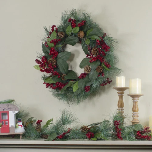 Northlight Real Touch™? Mixed Pine And Berries Artificial Christmas Garland - 5' X 6" - Unlit 2 Northlight Real Touch™? Mixed Pine And Berries Artificial Christmas Garland - 5' X 6" - Unlit - Image 2
