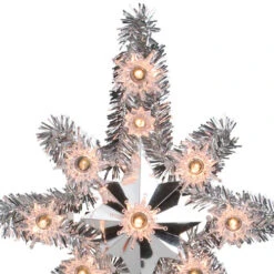 11" Silver Lighted Tinsel Star Of Bethlehem Christmas Tree Topper - Clear Lights -Northlight Sale Store northlightys27528 35761.1665610745