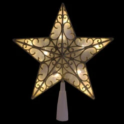 Northlight 9" Gold And White Glittered Star LED Christmas Tree Topper - Warm White Lights