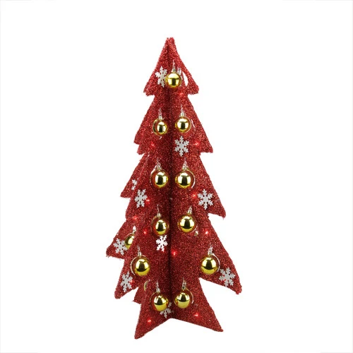 Northlight LED Lighted Christmas Tree With Ornaments Decoration - 28" - Gold And Red 1 Northlight LED Lighted Christmas Tree With Ornaments Decoration - 28" - Gold And Red