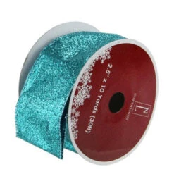 Northlight Shimmering Teal Solid Wired Christmas Craft Ribbon 2.5" X 10 Yards