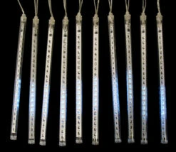 Northlight Set Of 10 Transparent Dripping Icicle Snowfall Christmas Light Tubes - 14 Ft Clear Wire