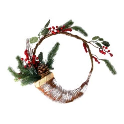 Frosted Cornucopia Artificial Christmas Wreath - 14-Inch, Unlit