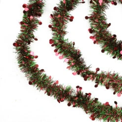 Northlight 50' X 2.5" Shiny Red And Green Tinsel Artificial Christmas Garland - Unlit