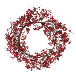 Northlight 24" Autumn Harvest Red And Burgundy Currant Berry Artificial Wreath - Unlit