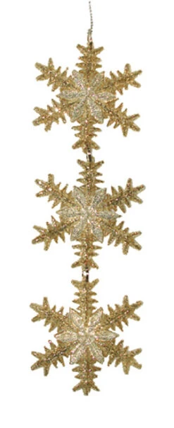 Northlight 6.75" Gold And Silver Glittered Snowflake Trio Christmas Ornament