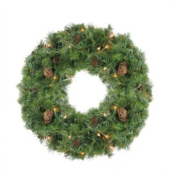 Northlight Pre-Lit Dakota Pine And Pinecone Artificial Christmas Wreath - 24" - Clear Lights