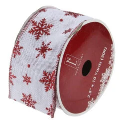 Northlight White And Red Snowflake Christmas Wired Craft Ribbon 2.5" X 10 Yards -Northlight Sale Store usmjysbeqed6qhons2aoave3rxsnulsi 15460.1669970838