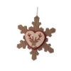 Melrose 6.75" Brown And Red Rustic Craft Snowflake With Reindeer Christmas Ornament