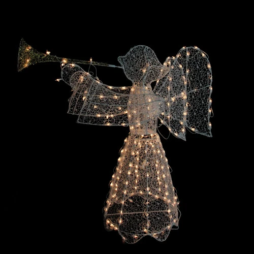 Northlight Lighted 3D Trumpeting Angel Outdoor Christmas Decoration - 44" - Clear Lights 2 Northlight Lighted 3D Trumpeting Angel Outdoor Christmas Decoration - 44" - Clear Lights - Image 2