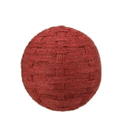 5.5" Brick Red Basket Weave String Ball Christmas Decoration