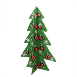 Northlight LED Lighted Christmas Tree With Ornaments Decoration - 28" - Green And Red