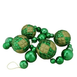 Northlight 6' Shiny Green Shatterproof Christmas Ball Garland With Gold Glitter Accents