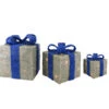 Northlight Lighted Gift Boxes Outdoor Christmas Decorations - 10" - Silver And Blue - Set Of 3